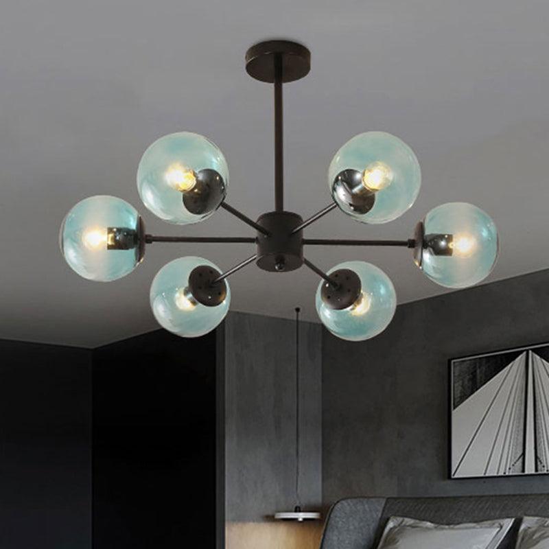 Amber Blue Clear Glass Spherical Chandelier Light Post Modern Black Pendant Lamp - Rebooters