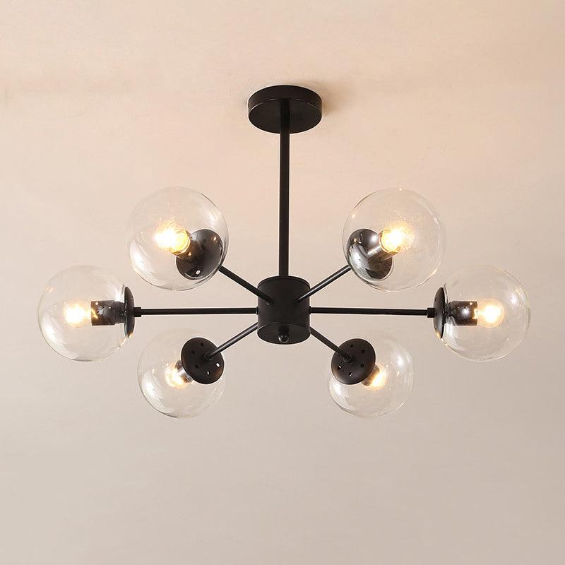 Amber Blue Clear Glass Spherical Chandelier Light Post Modern Black Pendant Lamp - Rebooters