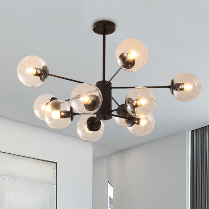 Amber Blue Clear Glass Spherical Chandelier Light Post Modern Black Pendant Lamp - Rebooters