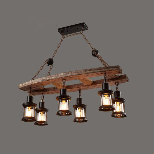 Nautical Style Lantern Chandelier Lamp Wooden Ceiling Pendant Light - Rebooters