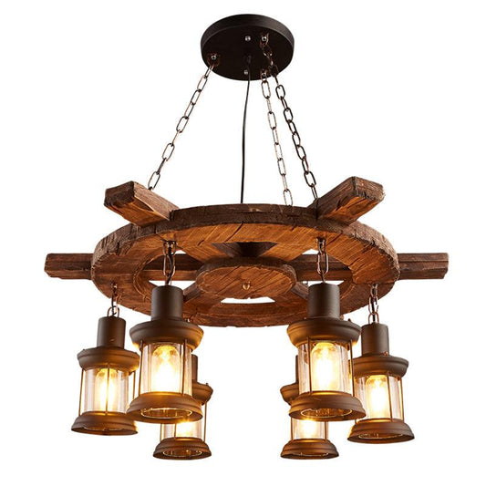 Clear Glass Lantern Suspension Lamp Nautical Living Room Chandelier - Rebooters