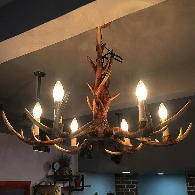 Antler Shaped Living Room Chandelier Countryside Resin Fixture - Rebooters