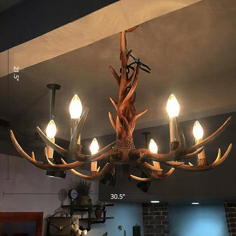 Antler Shaped Living Room Chandelier Countryside Resin Fixture - Rebooters