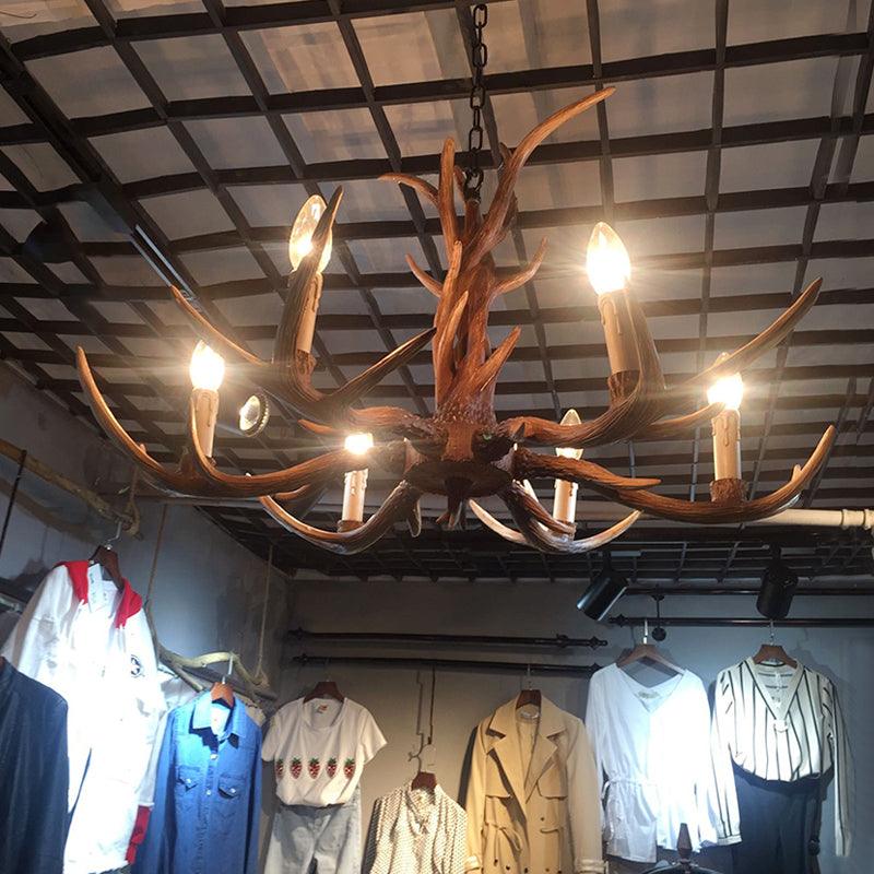 Antler Shaped Living Room Chandelier Countryside Resin Fixture - Rebooters