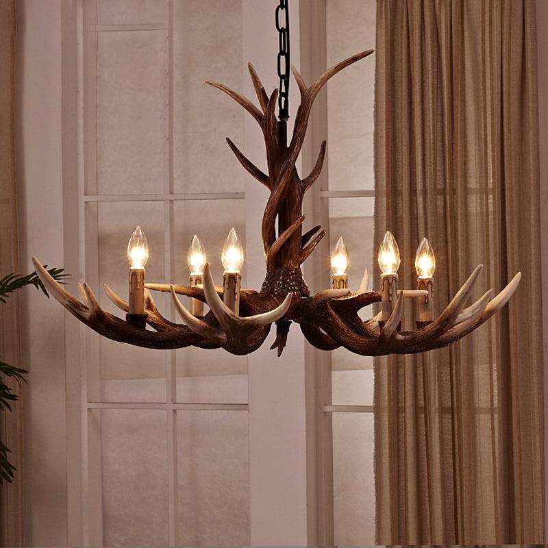 Antler Shaped Living Room Chandelier Countryside Resin Fixture - Rebooters