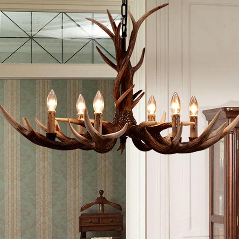 Antler Shaped Living Room Chandelier Countryside Resin Fixture - Rebooters