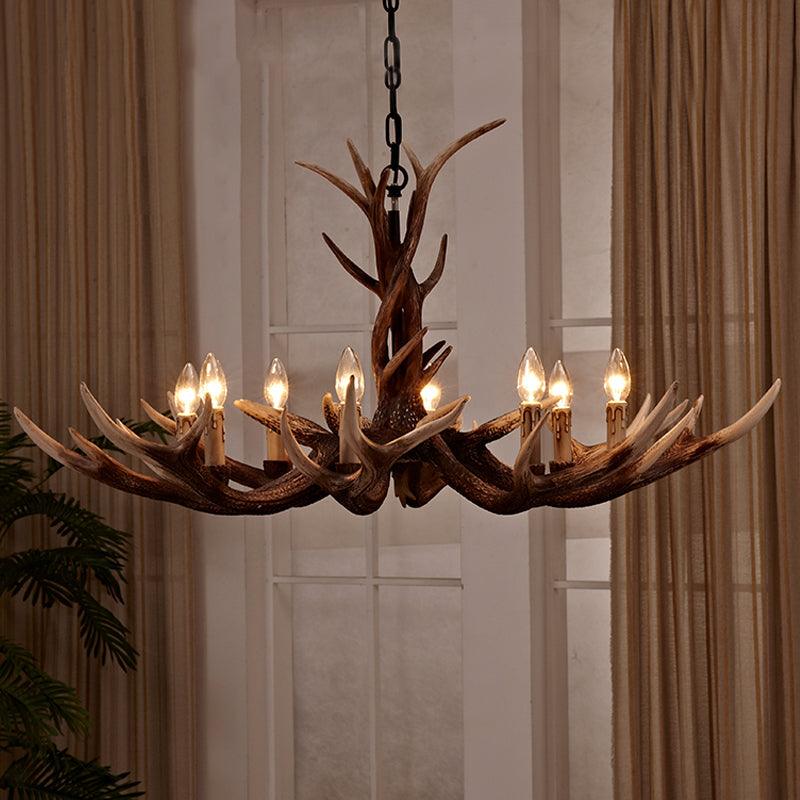 Antler Shaped Living Room Chandelier Countryside Resin Fixture - Rebooters