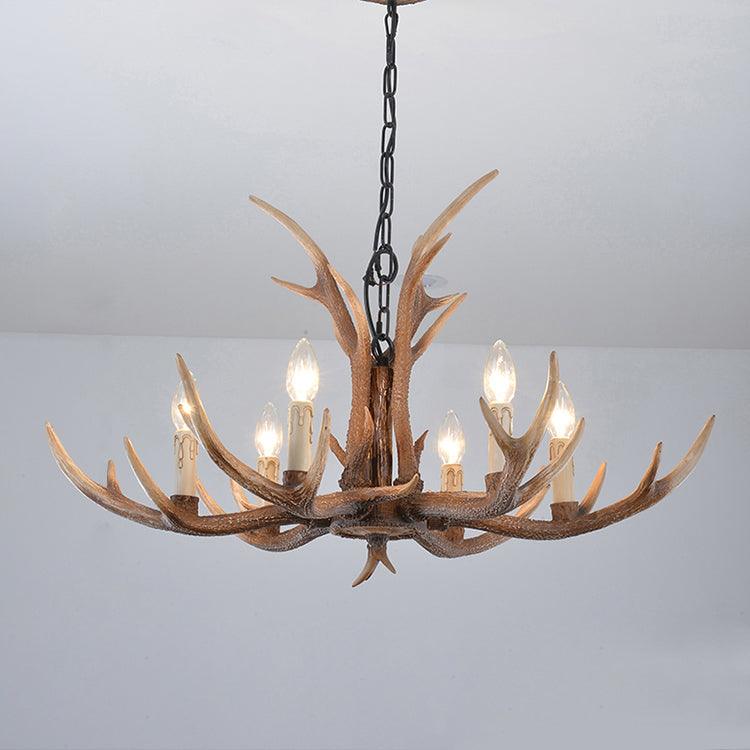 Antler Shaped Living Room Chandelier Countryside Resin Fixture - Rebooters