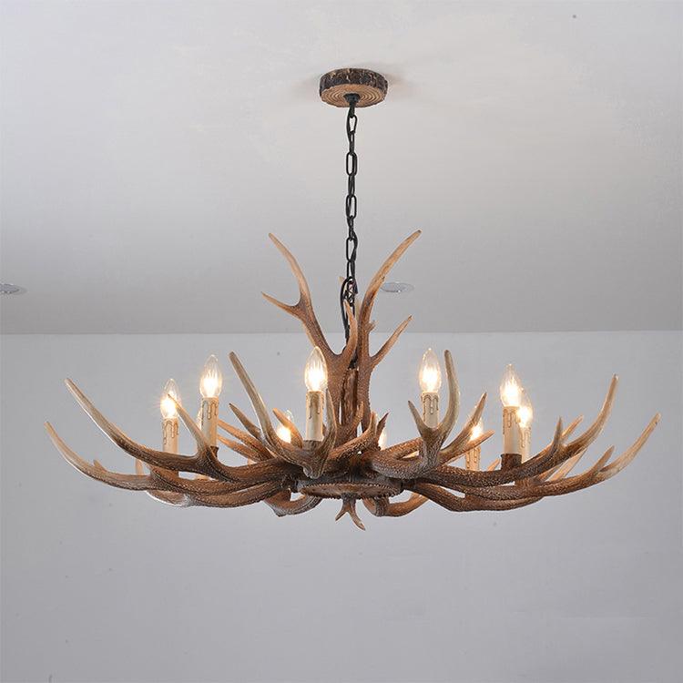 Antler Shaped Living Room Chandelier Countryside Resin Fixture - Rebooters