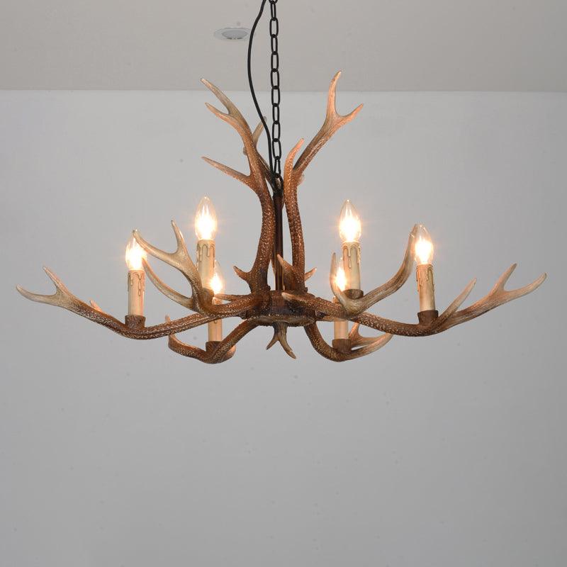 Antler Shaped Living Room Chandelier Countryside Resin Fixture - Rebooters