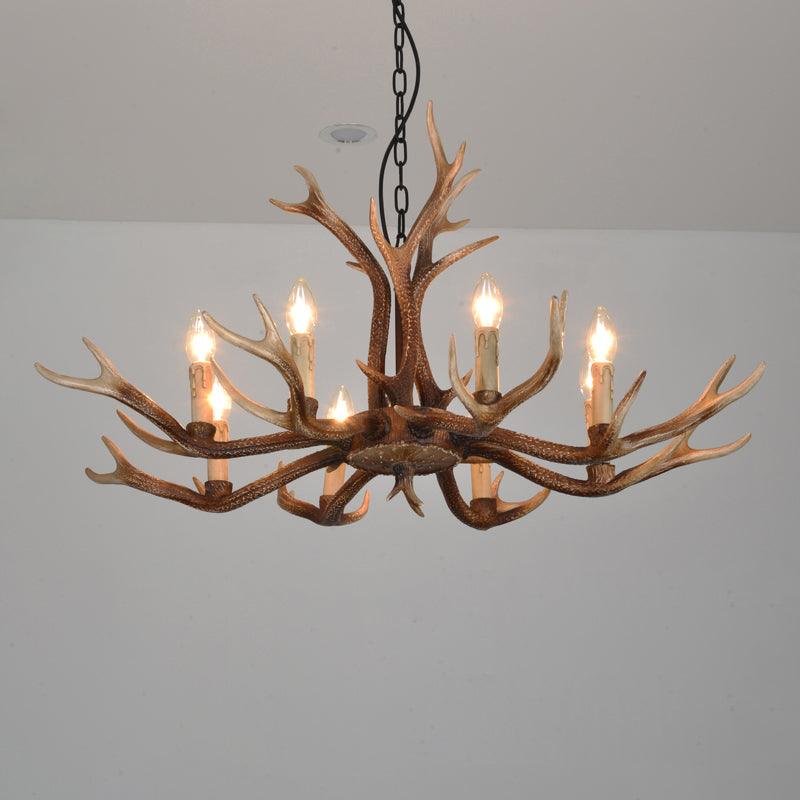 Antler Shaped Living Room Chandelier Countryside Resin Fixture - Rebooters