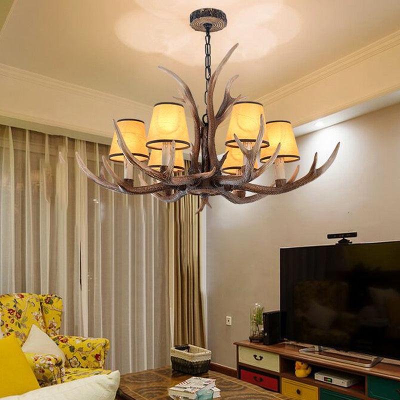 Antler Shaped Living Room Chandelier Countryside Resin Fixture - Rebooters