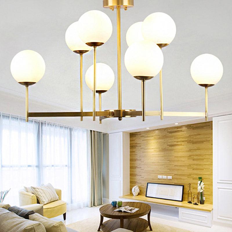 6/8 Bulbs Globe Chandelier Light Traditional Frosted Glass - Rebooters
