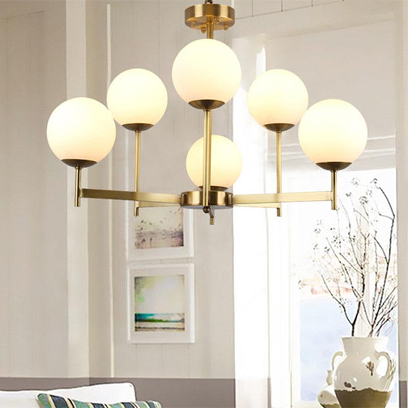 6/8 Bulbs Globe Chandelier Light Traditional Frosted Glass - Rebooters