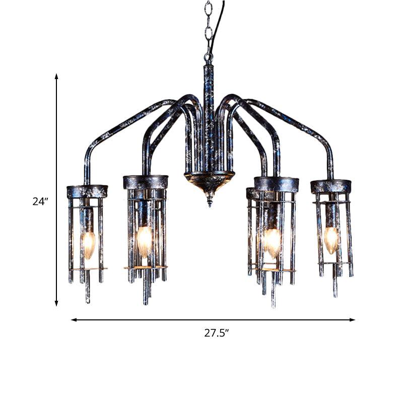 6 Lights Metal Chandelier Lamp Antique Black Sputnik Pendant - Rebooters
