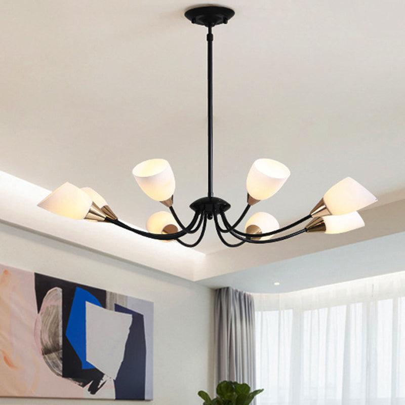 Black 3/6/8 Lights Pendant Chandelier Frosted Glass Shade - Rebooters