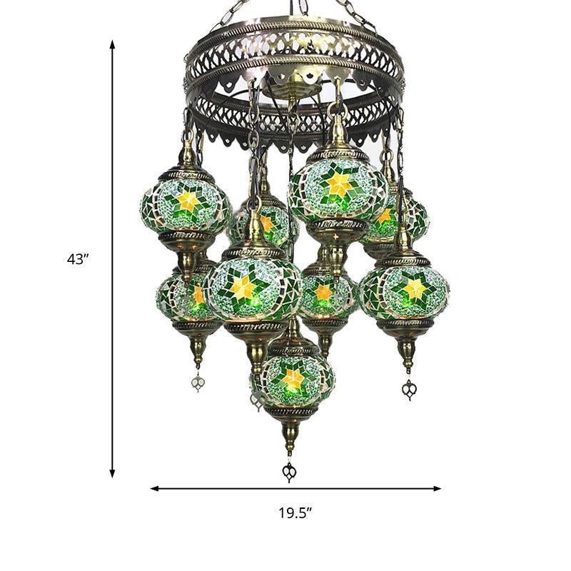 Ball Hanging Chandelier Traditionary Sky Blue Green Royal Blue Ceiling Light - Rebooters