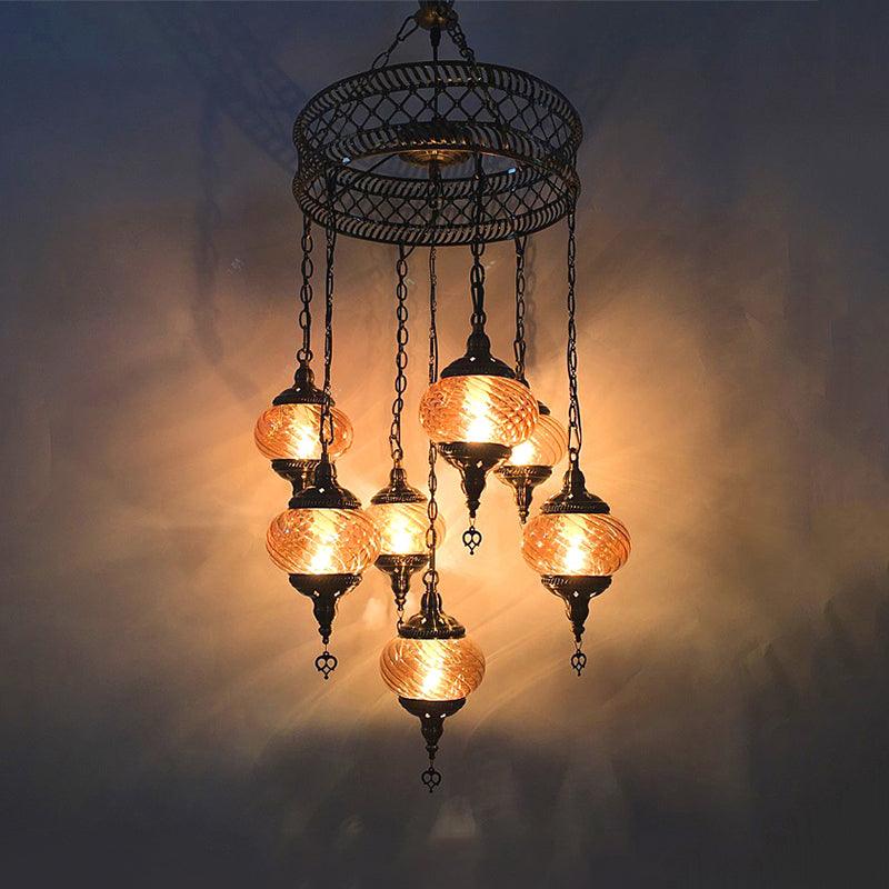 3/5/7 Bulbs Coffee House Hanging Chandelier Retro Bronze Ceiling Pendant Light - Rebooters