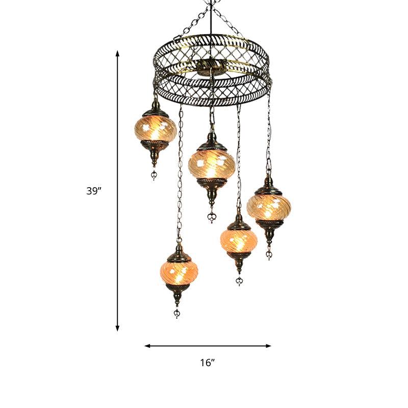 3/5/7 Bulbs Coffee House Hanging Chandelier Retro Bronze Ceiling Pendant Light - Rebooters