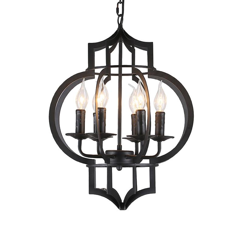 4/6 Bulbs Chandelier Light Vintage Style Lantern Cage Shade - Rebooters
