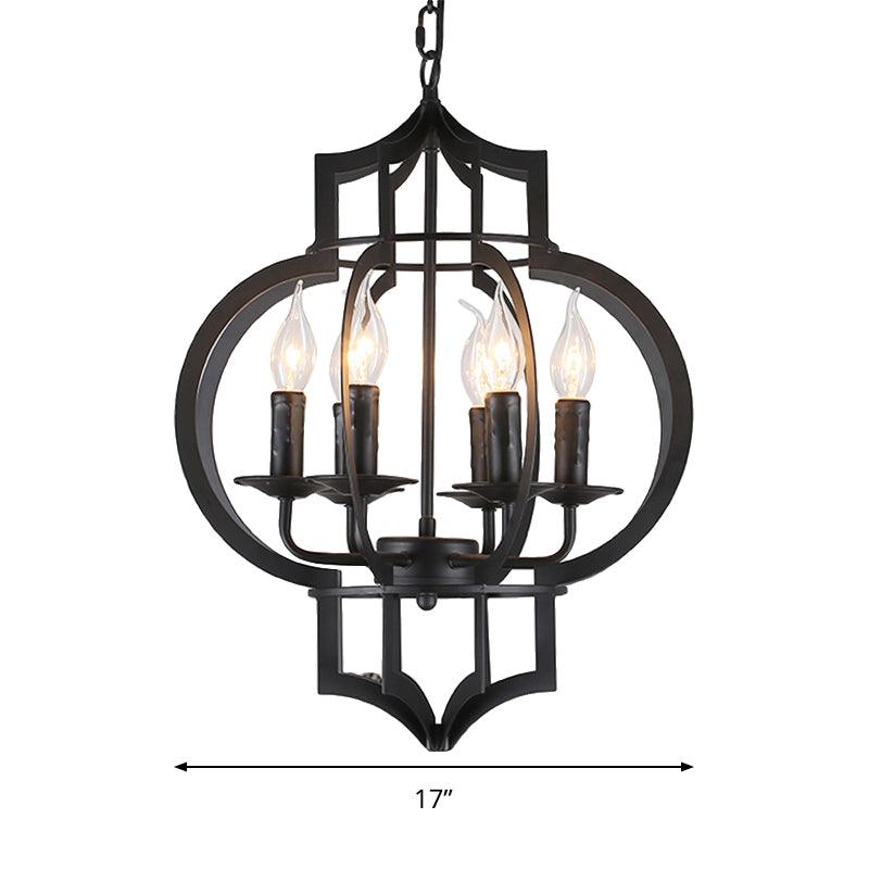 4/6 Bulbs Chandelier Light Vintage Style Lantern Cage Shade - Rebooters