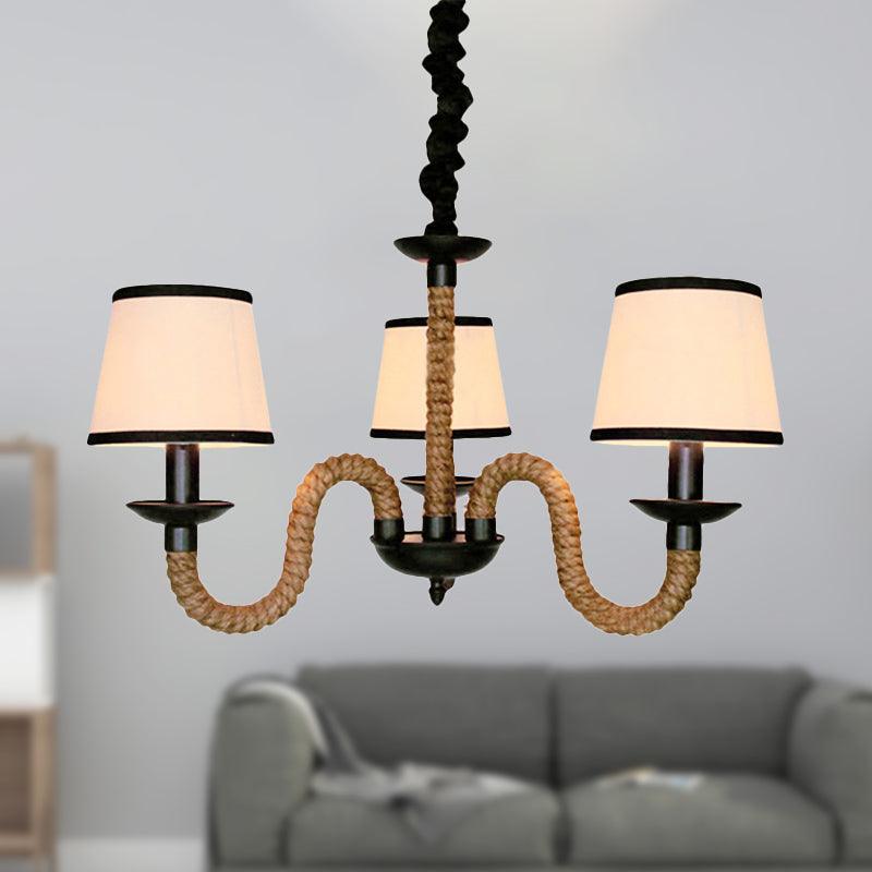 3 Lights Bell Cone Hanging Lamp Vintage Style Beige Shade - Rebooters