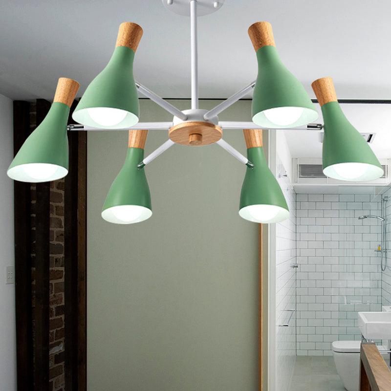 6 Lights Bottle Hanging Light Nordic Style Metal Chandelier - Rebooters