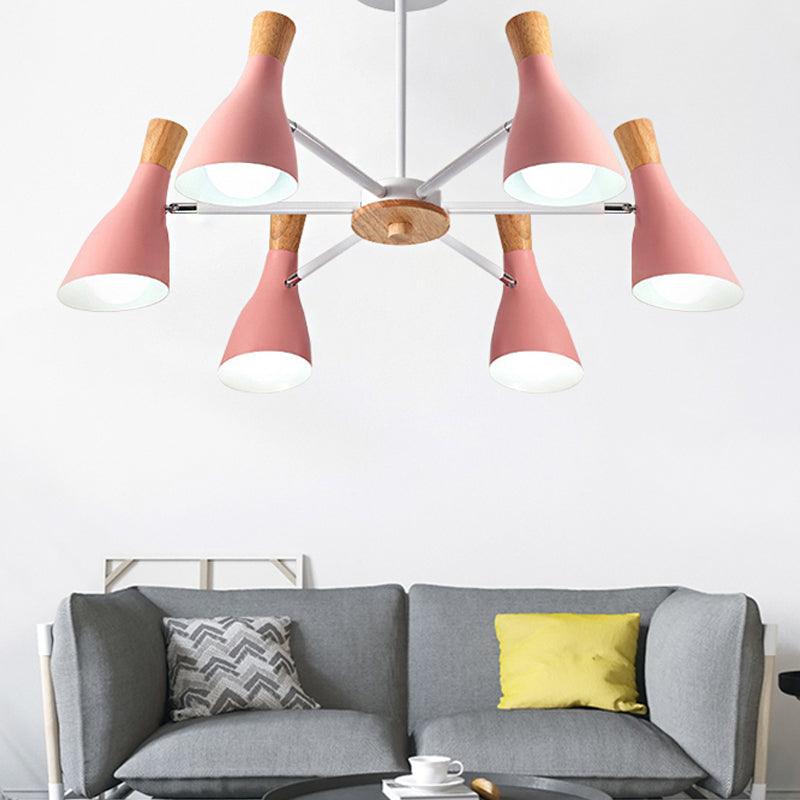 6 Lights Bottle Hanging Light Nordic Style Metal Chandelier - Rebooters