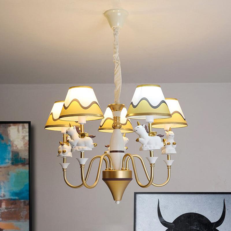 Bedroom Tapered Shade Hanging Lights Metal Unicorn Chandelier - Rebooters