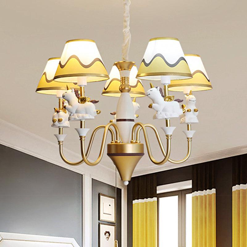 Bedroom Tapered Shade Hanging Lights Metal Unicorn Chandelier - Rebooters