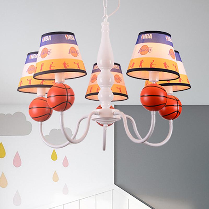 Bedroom Basketball Hanging Lamp Metal 5 Lights Cartoon Chandelier - Rebooters