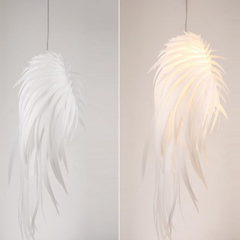 Angel Wing Feather Pendant Lighting Minimalist Plastic White Lamp - Rebooters