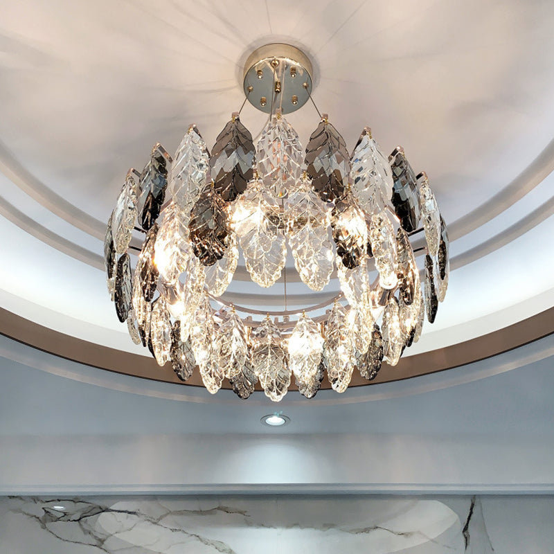 Drum Pendant Ceiling Light Modernist Smoke Grey Crystal Lamp - Rebooters