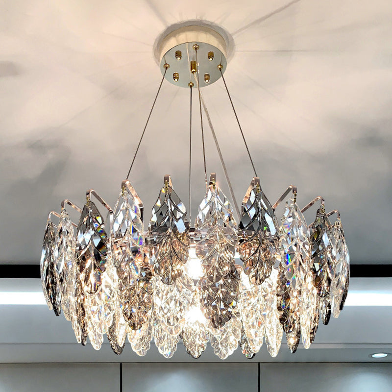 Drum Pendant Ceiling Light Modernist Smoke Grey Crystal Lamp - Rebooters