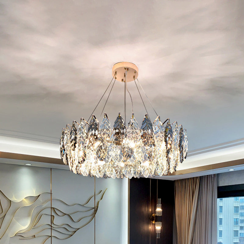 Drum Pendant Ceiling Light Modernist Smoke Grey Crystal Lamp - Rebooters