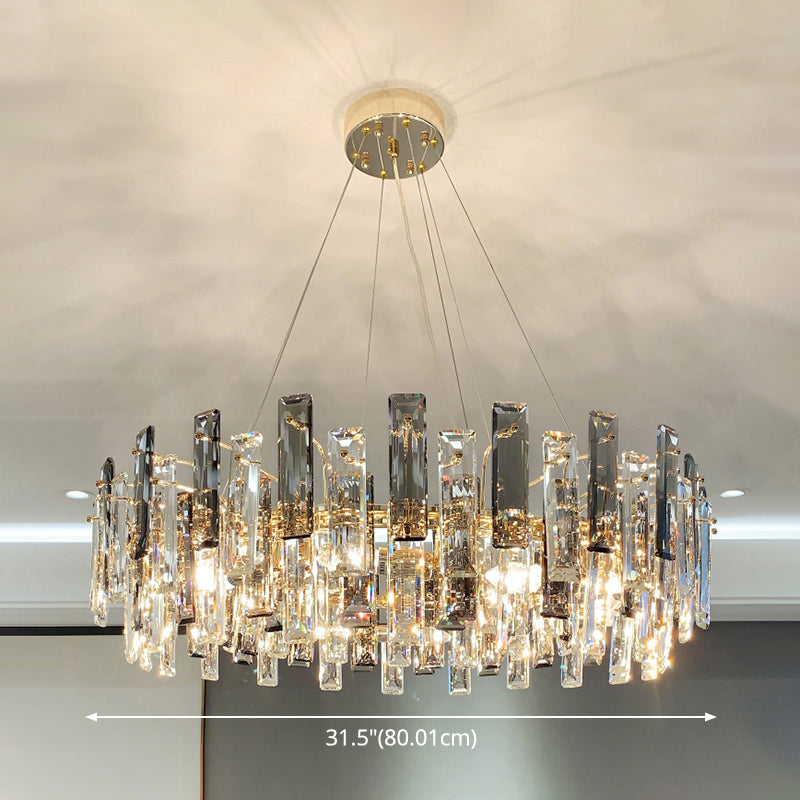 Drum Pendant Ceiling Light Modernist Smoke Grey Crystal Lamp - Rebooters