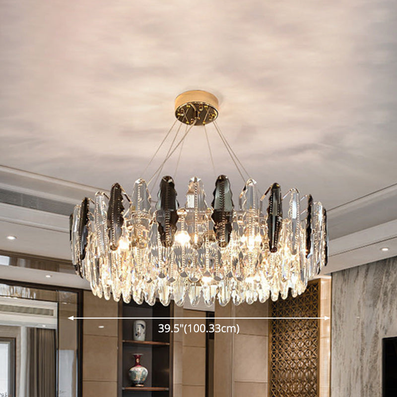 Drum Pendant Ceiling Light Modernist Smoke Grey Crystal Lamp - Rebooters