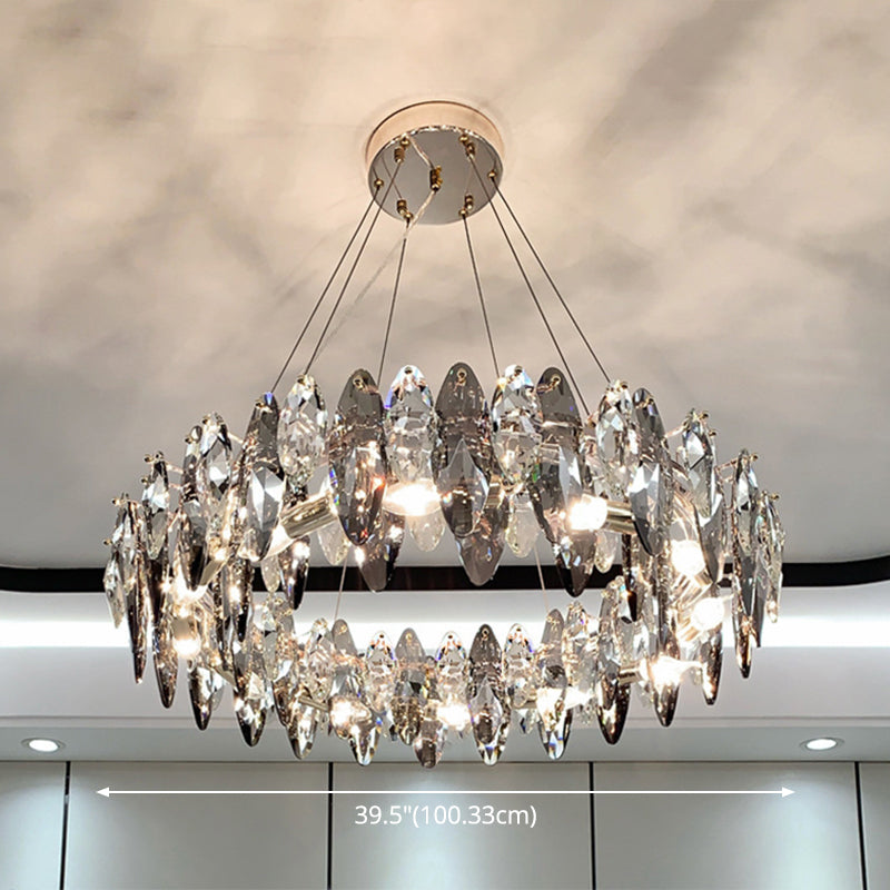 Drum Pendant Ceiling Light Modernist Smoke Grey Crystal Lamp - Rebooters