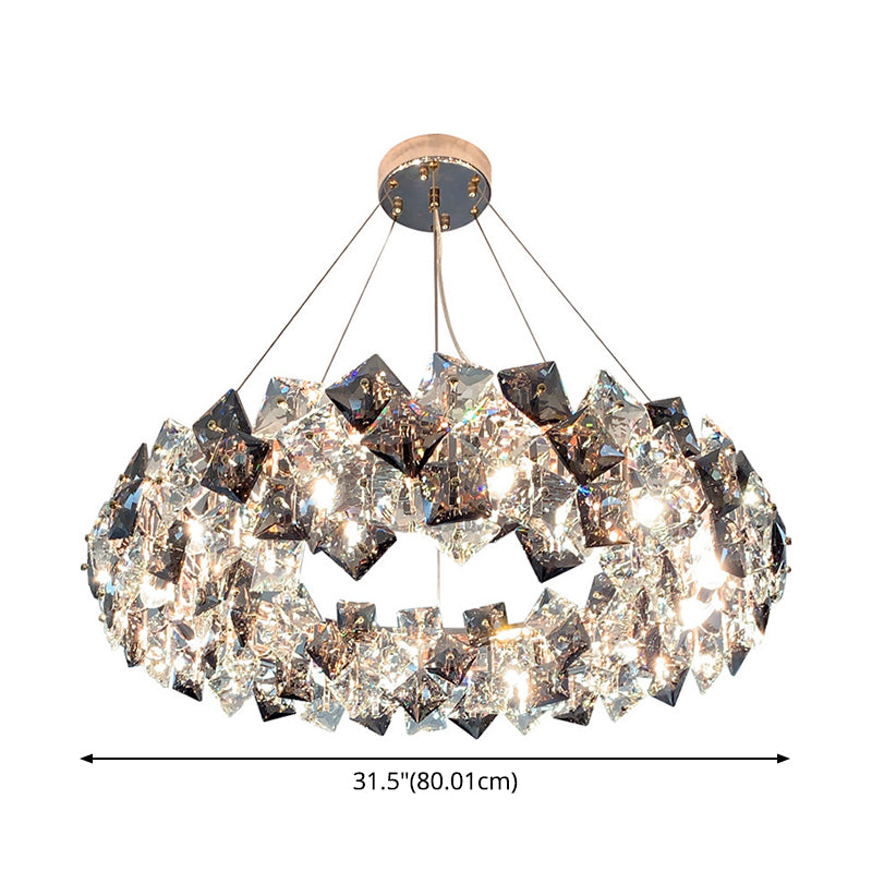 Drum Pendant Ceiling Light Modernist Smoke Grey Crystal Lamp - Rebooters