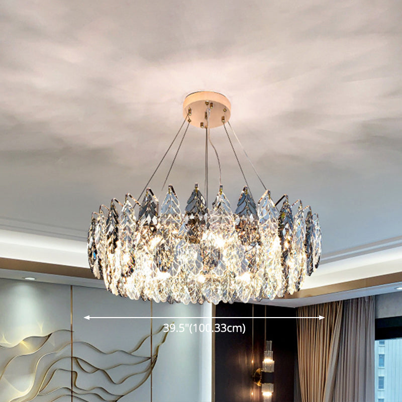 Drum Pendant Ceiling Light Modernist Smoke Grey Crystal Lamp - Rebooters