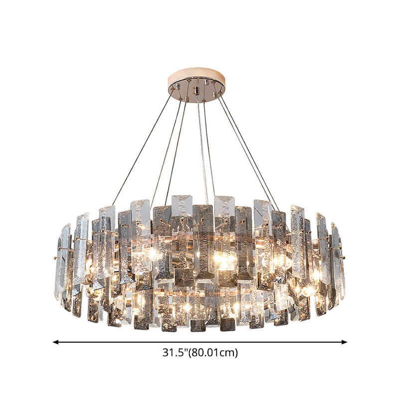 Drum Pendant Ceiling Light Modernist Smoke Grey Crystal Lamp - Rebooters