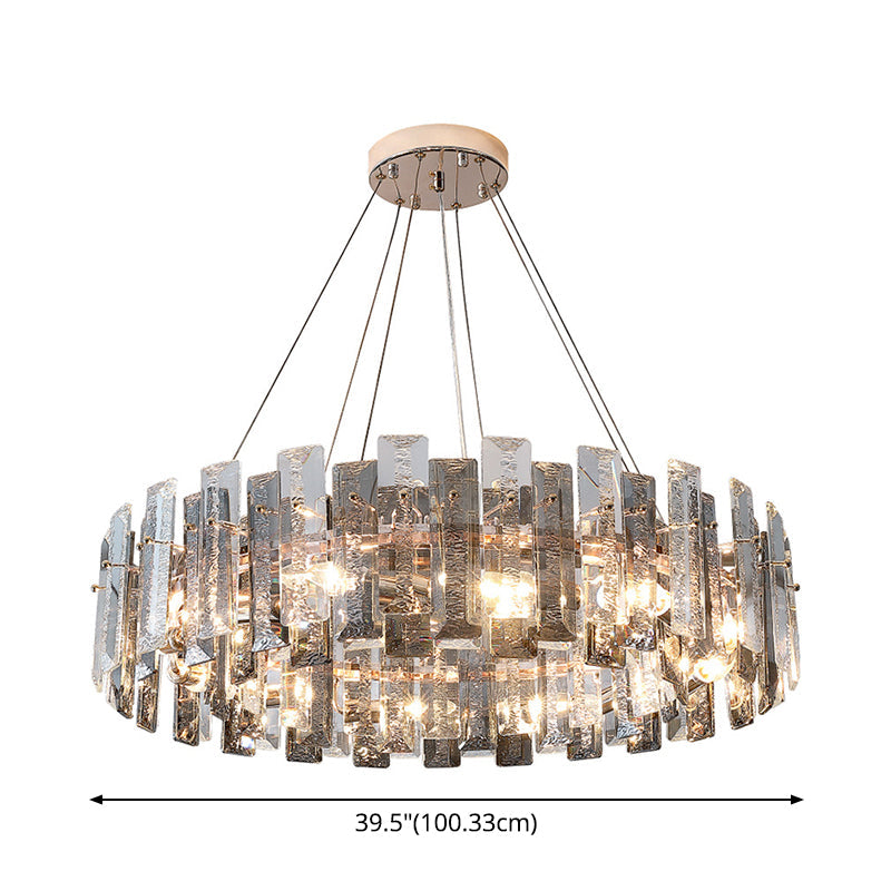 Drum Pendant Ceiling Light Modernist Smoke Grey Crystal Lamp - Rebooters