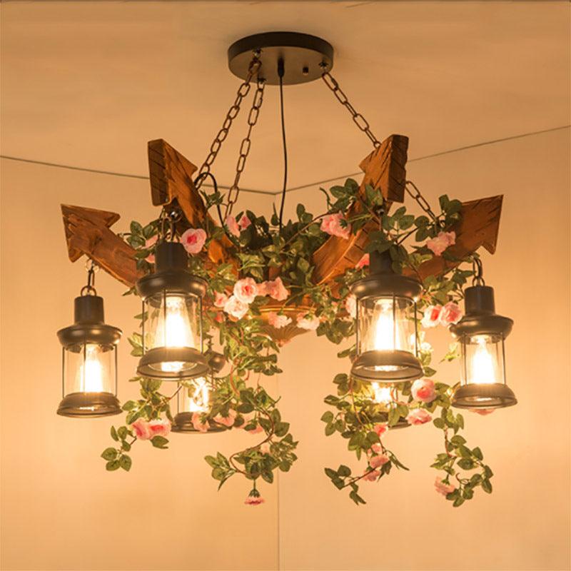 Arrow Shape Coffee Shop Chandelier Lighting Fixture Coastal Wood Hanging Ceiling Light - Rebooters