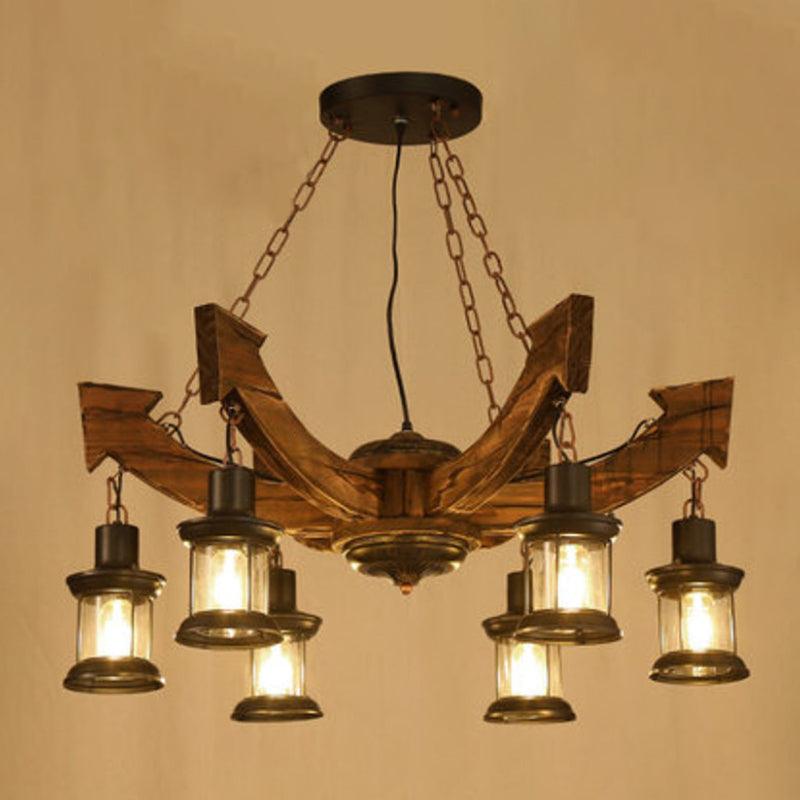 Arrow Shape Coffee Shop Chandelier Lighting Fixture Coastal Wood Hanging Ceiling Light - Rebooters