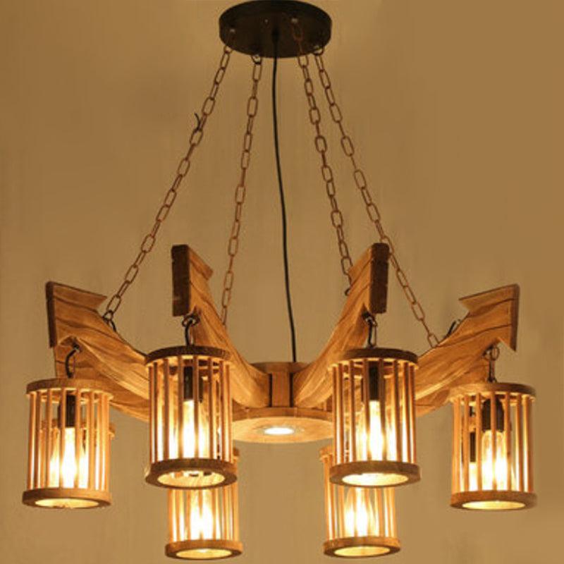 Arrow Shape Coffee Shop Chandelier Lighting Fixture Coastal Wood Hanging Ceiling Light - Rebooters