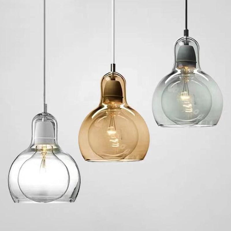 1 Light Pendant Lighting Fixtures Contemporary Gourd Glass - Rebooters