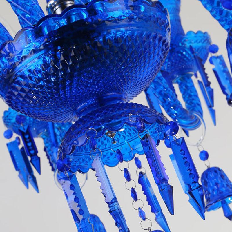 8 Lights Crystal Hanging Lamp Traditional Red Blue Purple Chandelier - Rebooters