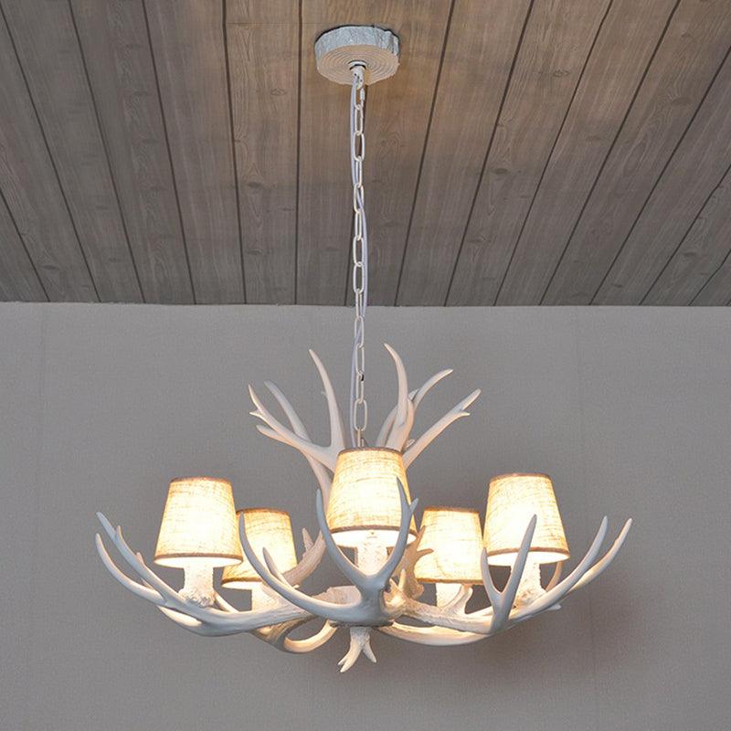 5 Lights Resin Chandelier Lamp Classic Antler Dining Room Light - Rebooters