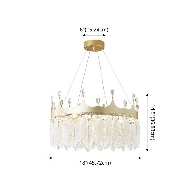 3-Colored LED Crystal Feather Chandelier Lamp Crown Shape - Rebooters
