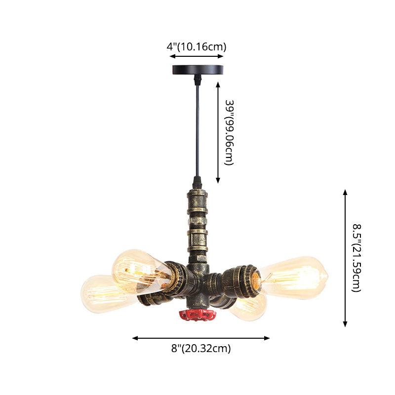 Water Pipe Chandelier Light Fixture in Rust Finish Industrial - Rebooters